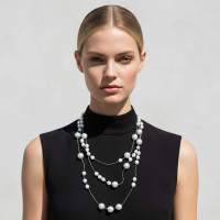 Fashionable handmade necklace set with adjustable personality and layered pearl necklace accessories for women