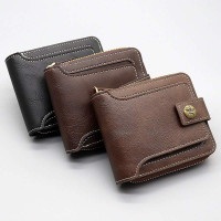 New men's short wallet with large capacity, youth driver's license card bag integrated