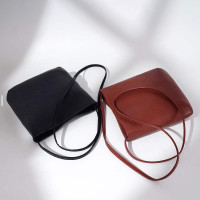 Minimalist Square Crossbody Bag - Black & Brown Faux Leather Shoulder Purse